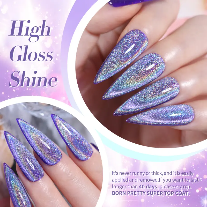 BORN PRETTY 6 Bottles Jelly Nude Cat Magnetic Gel Nail Polish Set Omnipotent Holographics Sparking Glitter Soak Off UV Varnish