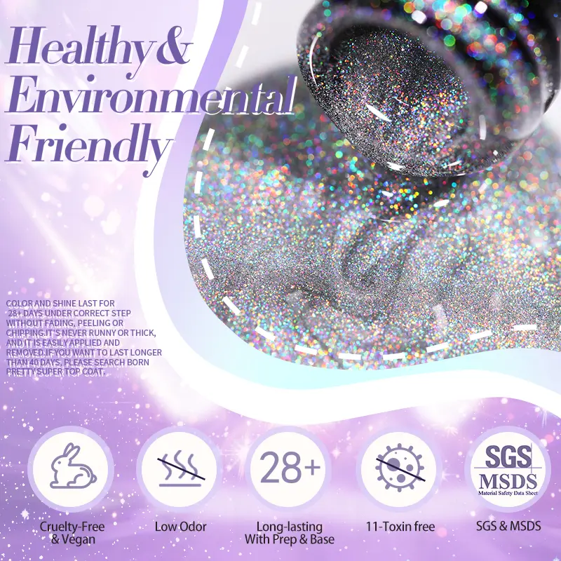 BORN PRETTY 6 Bottles Jelly Nude Cat Magnetic Gel Nail Polish Set Omnipotent Holographics Sparking Glitter Soak Off UV Varnish