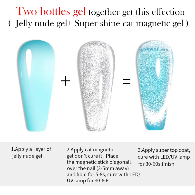 BORN PRETTY 6 Bottles Jelly Nude Cat Magnetic Gel Nail Polish Set Omnipotent Holographics Sparking Glitter Soak Off UV Varnish