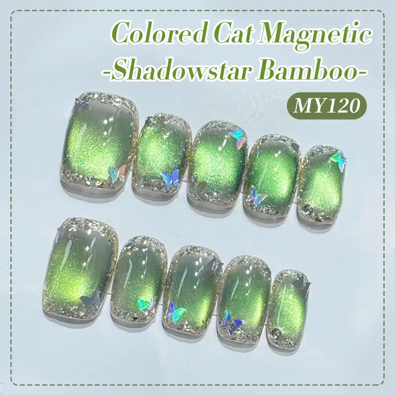 BORN PRETTY Green Shadowstar Bamboo Cat Magnetic Gel Nail Polish 10ml Sparking Soak Off UV LED Semi-Permanent Varnish Manicure