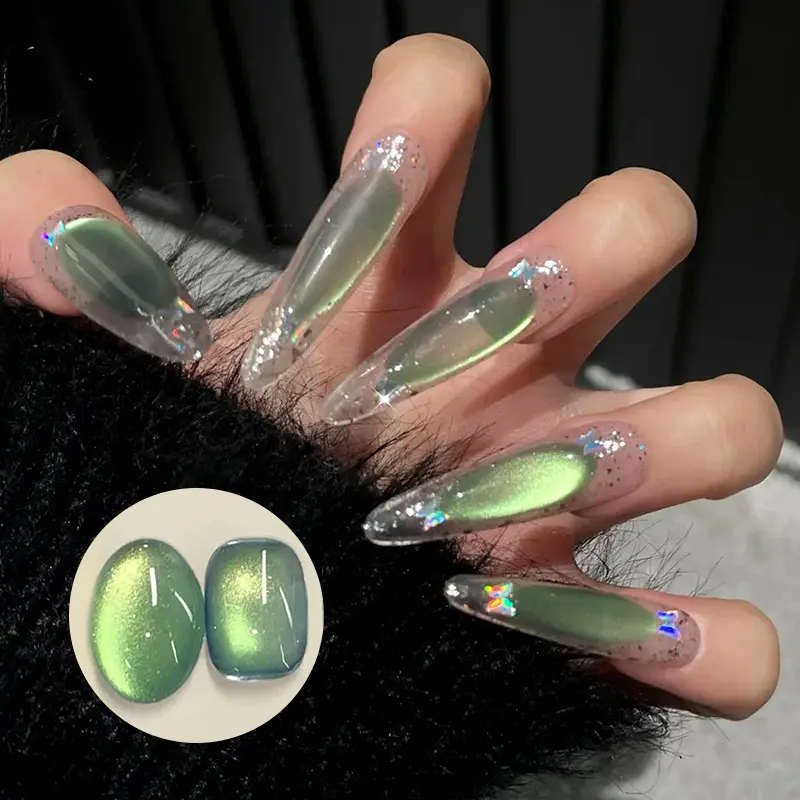 BORN PRETTY Green Shadowstar Bamboo Cat Magnetic Gel Nail Polish 10ml Sparking Soak Off UV LED Semi-Permanent Varnish Manicure