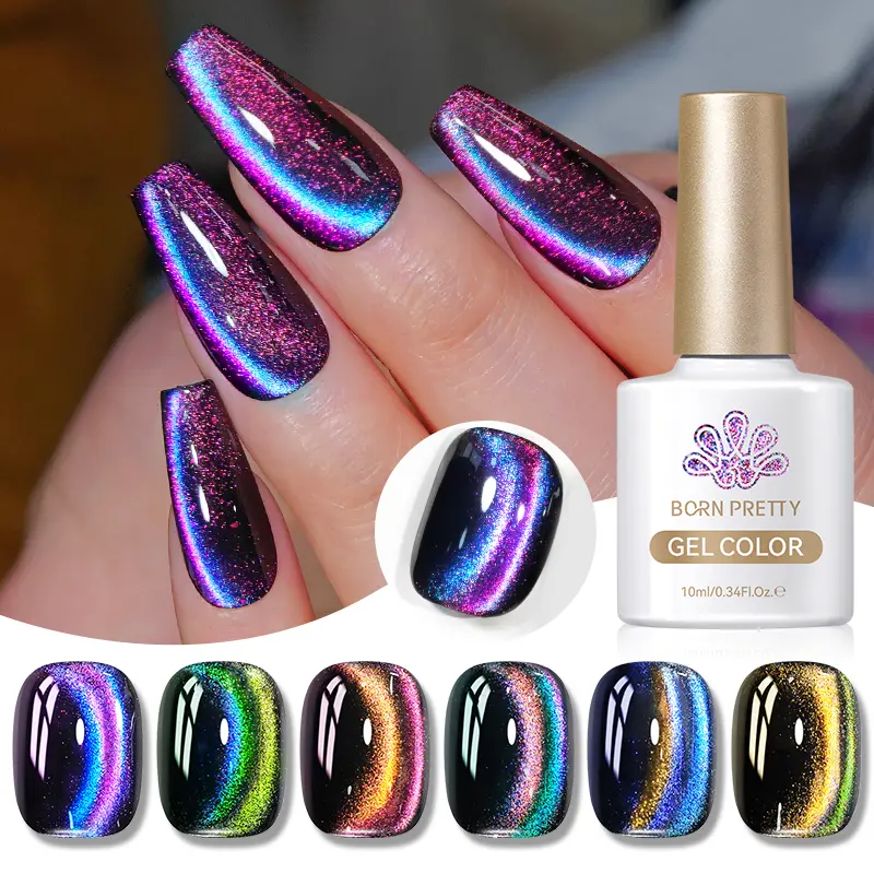 BORN PRETTY 10ml 9D Polaris Laser Cat Magnetic Gel Nail Polish Semi Permanent Soak Off Manicure Varnish Need Black Gel