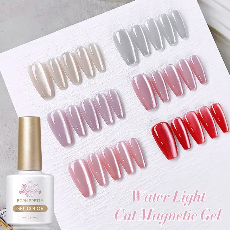 BORN PRETTY Water Light Cat Magnetic Gel Semi Permanent Soak Off Holographics Crystal Magnet Gel Nail Polish For Nail Art 10ml