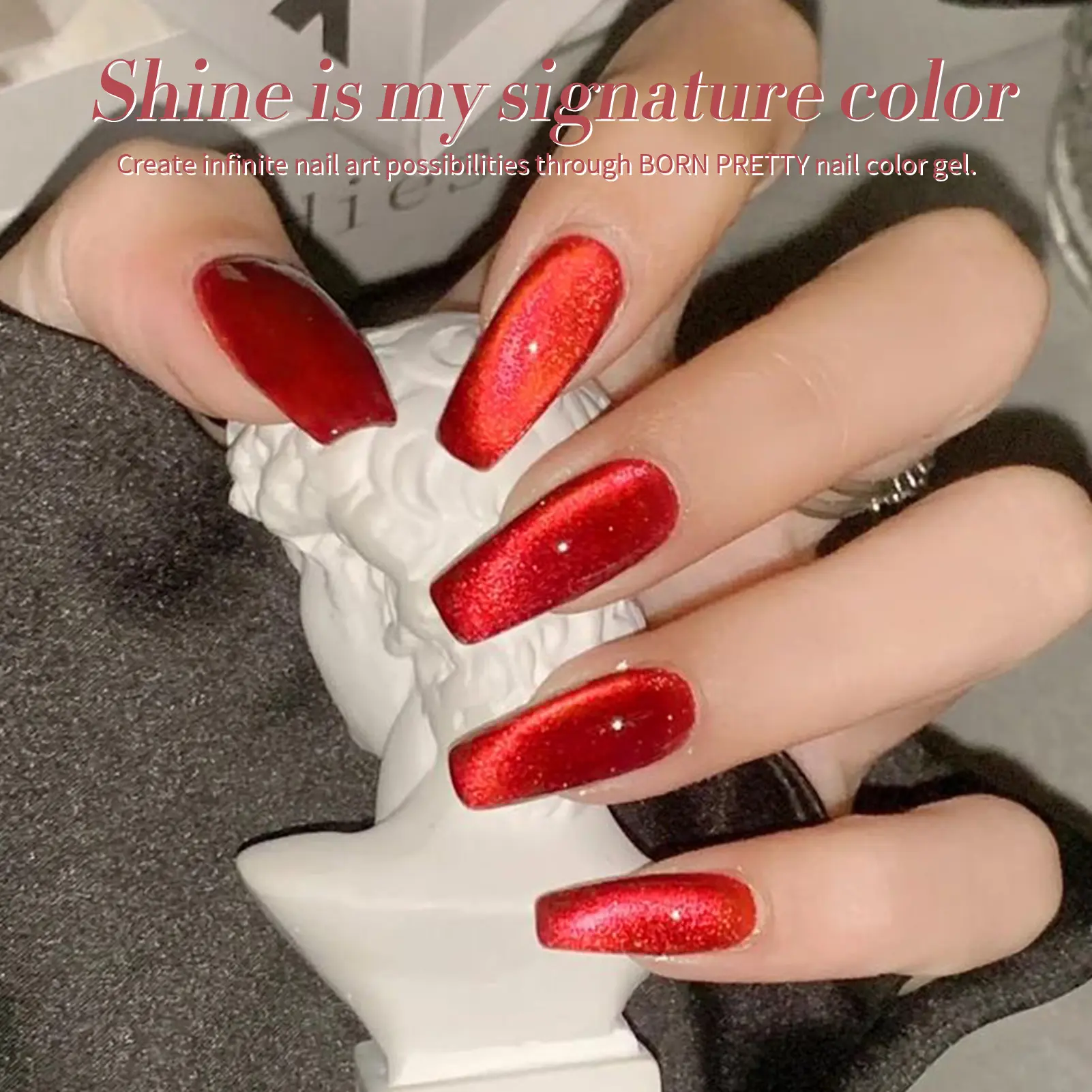 BORN PRETTY Red Ruby Cat Magnetic Eye Gel Nail Polish Glass Bed Moonlight Rainbow Soak Off UV LED Nail Art Manicue 15ml