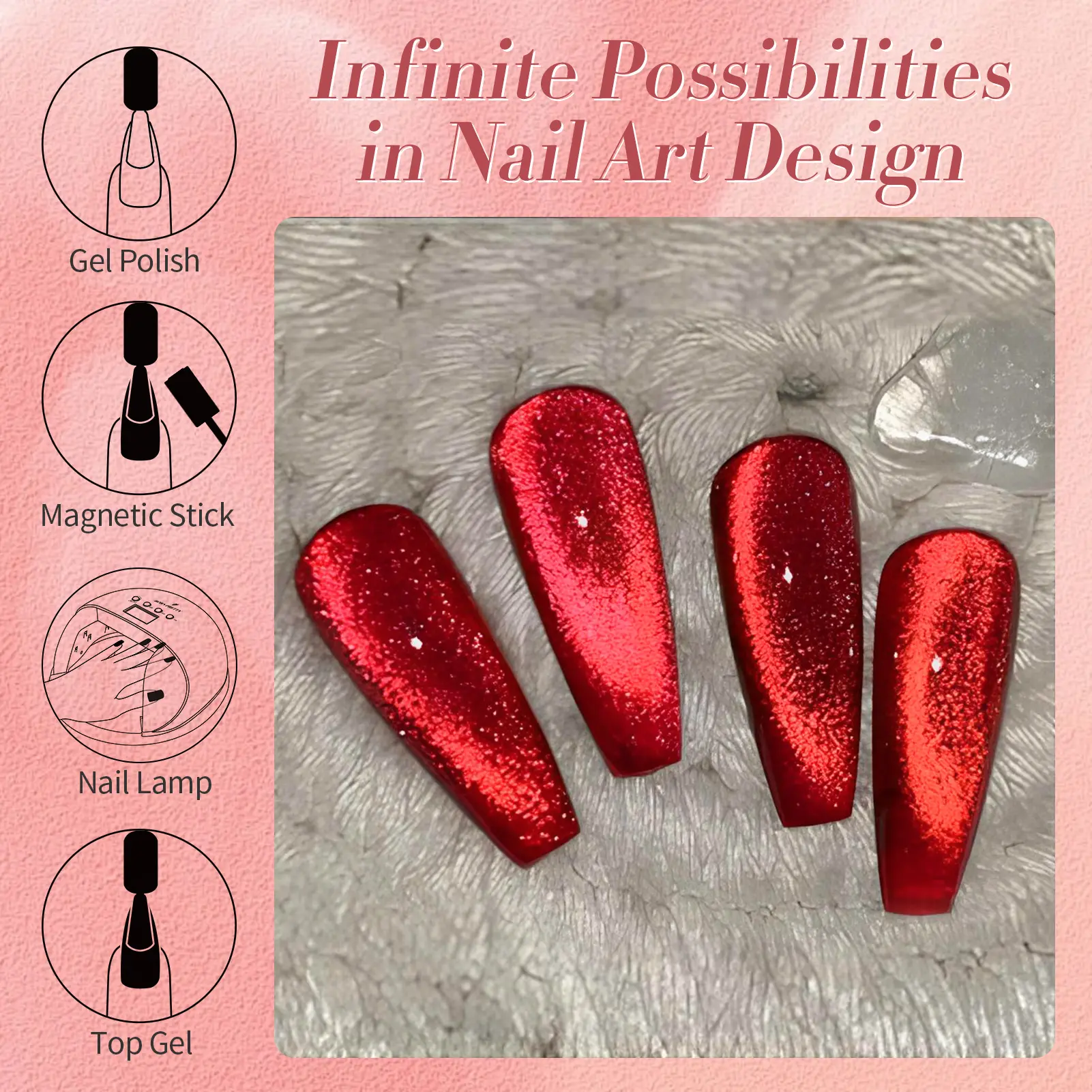 BORN PRETTY Red Ruby Cat Magnetic Eye Gel Nail Polish Glass Bed Moonlight Rainbow Soak Off UV LED Nail Art Manicue 15ml