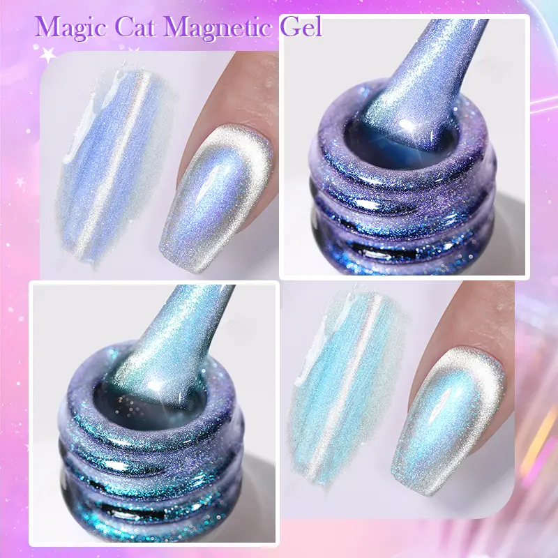 BORN PRETTY Magic Nail Cat Magnetic Gel Nail Polish 10ml Shining Gem Crystal Stone Sea Blue Soak Off Reflective Laser Gel