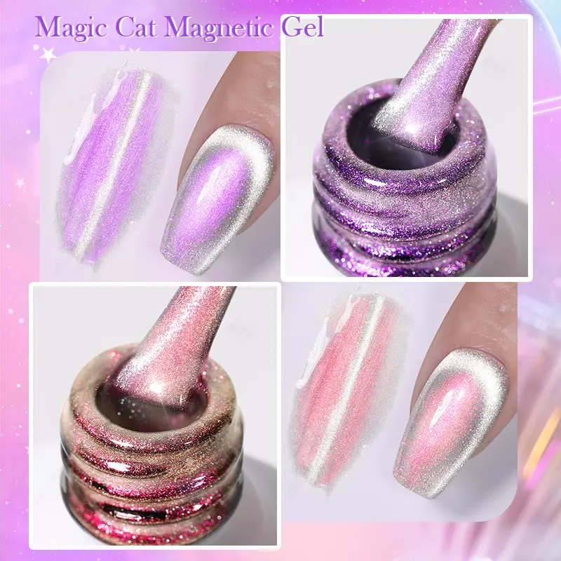 BORN PRETTY Magic Nail Cat Magnetic Gel Nail Polish 10ml Shining Gem Crystal Stone Sea Blue Soak Off Reflective Laser Gel