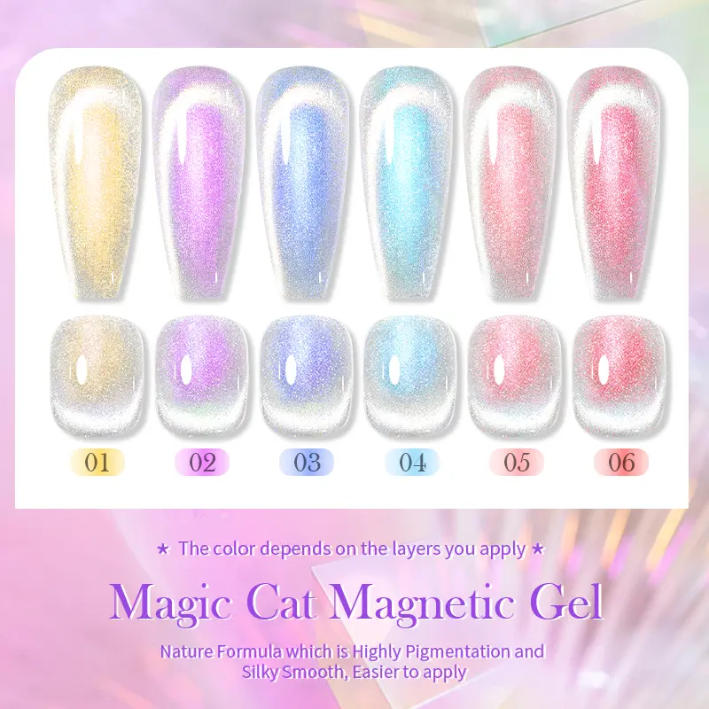 BORN PRETTY Magic Nail Cat Magnetic Gel Nail Polish 10ml Shining Gem Crystal Stone Sea Blue Soak Off Reflective Laser Gel