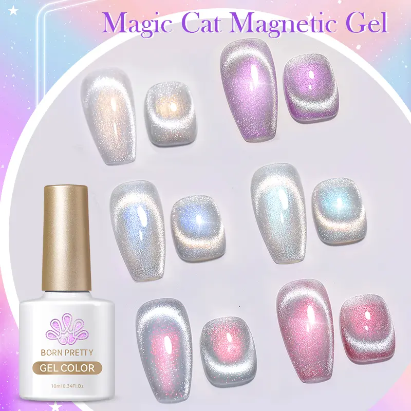 BORN PRETTY Magic Nail Cat Magnetic Gel Nail Polish 10ml Shining Gem Crystal Stone Sea Blue Soak Off Reflective Laser Gel