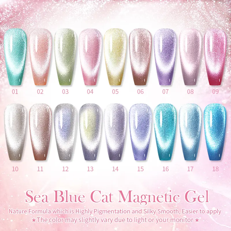 BORN PRETTY Sea Blue Nude Pink Snowlight Cat Magnetic Nail Gel Polish Sparking Silver Effect Soak Off Gel Semi Permanent Varnish