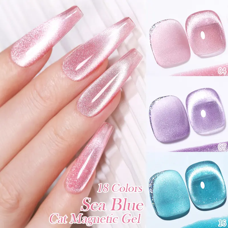 BORN PRETTY Sea Blue Nude Pink Snowlight Cat Magnetic Nail Gel Polish Sparking Silver Effect Soak Off Gel Semi Permanent Varnish