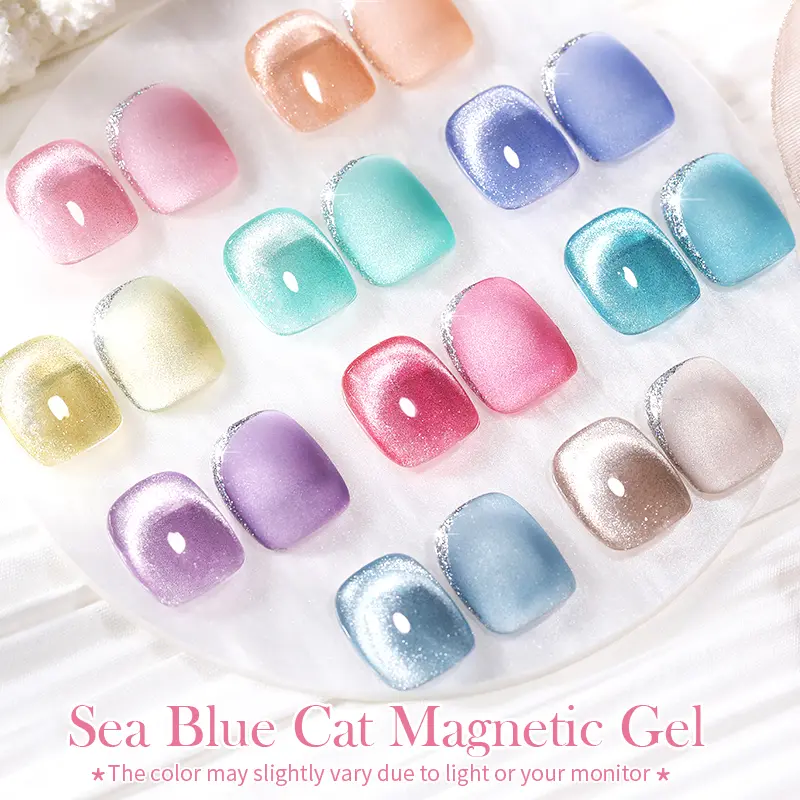 BORN PRETTY Sea Blue Nude Pink Snowlight Cat Magnetic Nail Gel Polish Sparking Silver Effect Soak Off Gel Semi Permanent Varnish