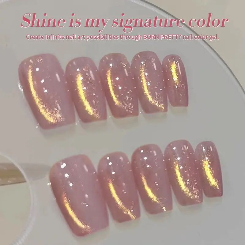 BORN PRETTY Pink Glass Bead Cat Magnetic Gel Nail Polish 10ml Spar Water Light Moonlight Soak Off Nail Art Gel Varnish Manicure
