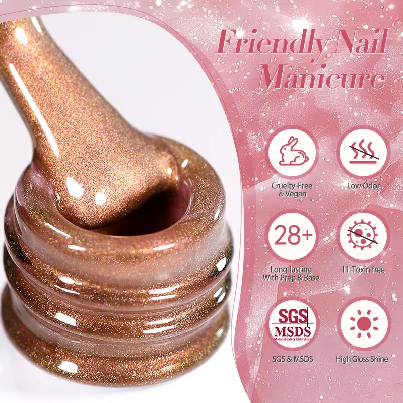 BORN PRETTY Pink Glass Bead Cat Magnetic Gel Nail Polish 10ml Spar Water Light Moonlight Soak Off Nail Art Gel Varnish Manicure