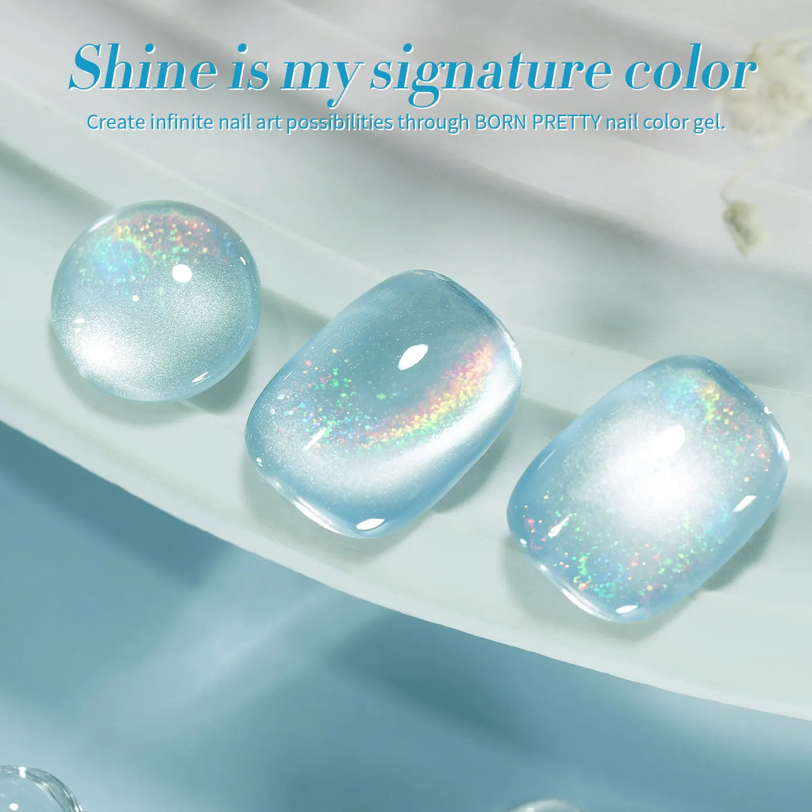 BORN PRETTY 15ml Blue Water Light Cat Magnetic Gel Nail Polish Laser Holo Soak Off Nail Art Gel Varnish Manicure For Nail