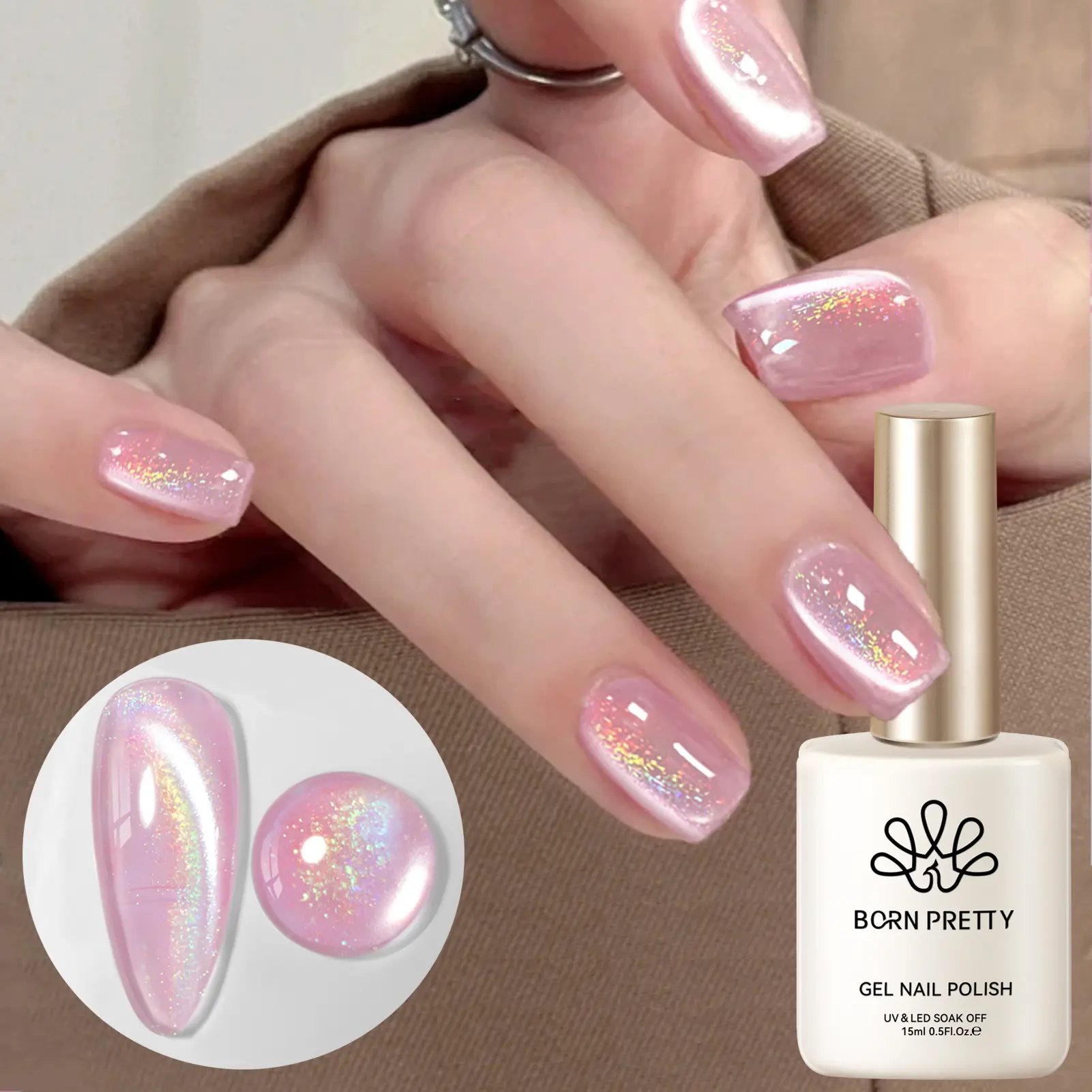 BORN PRETTY 15ml Blue Water Light Cat Magnetic Gel Nail Polish Laser Holo Soak Off Nail Art Gel Varnish Manicure For Nail