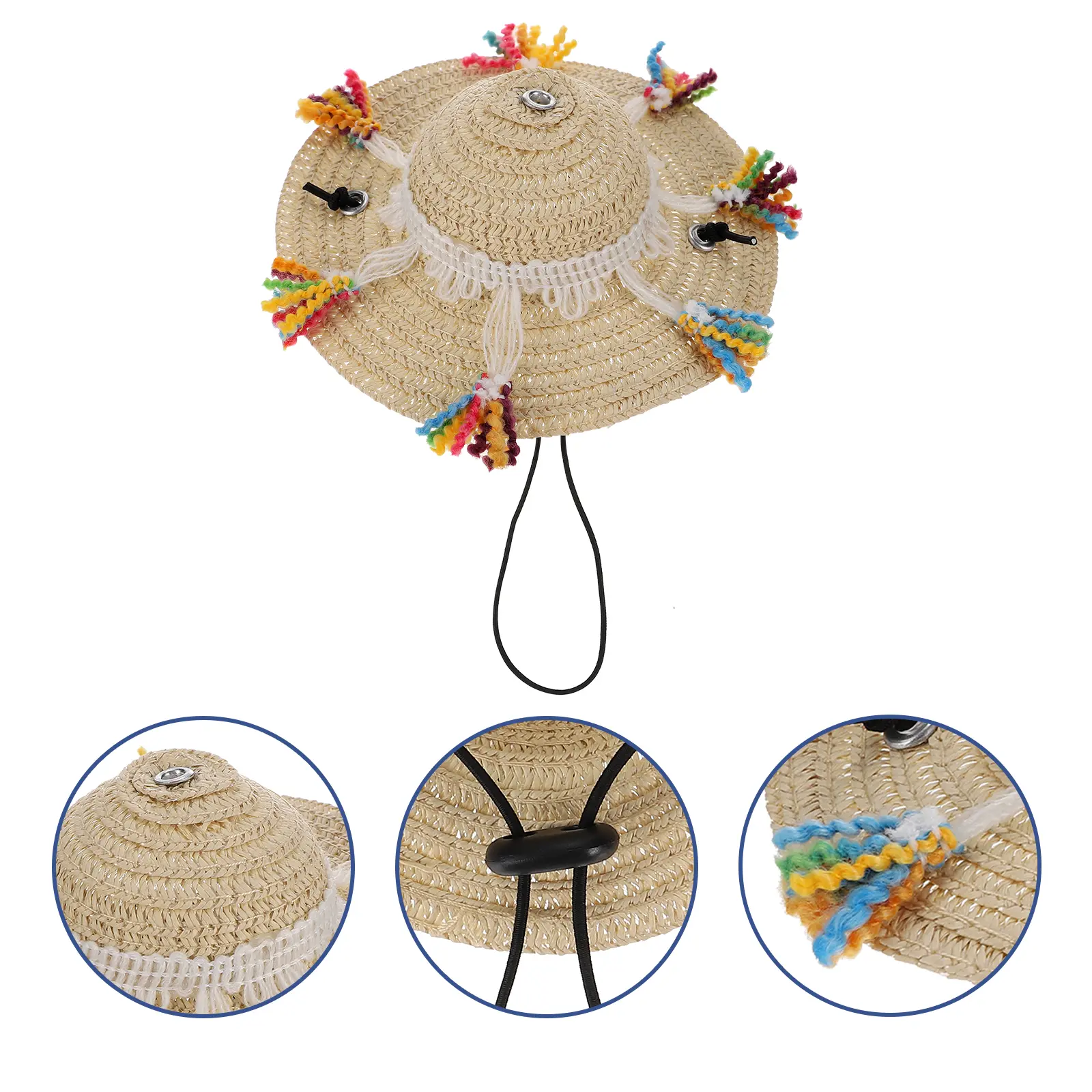 Pet Straw with Tassel for Dog Cat Costume Decoration Birthday Puppy Small Hats Dog Party Hat Pet Straw Woven Hat