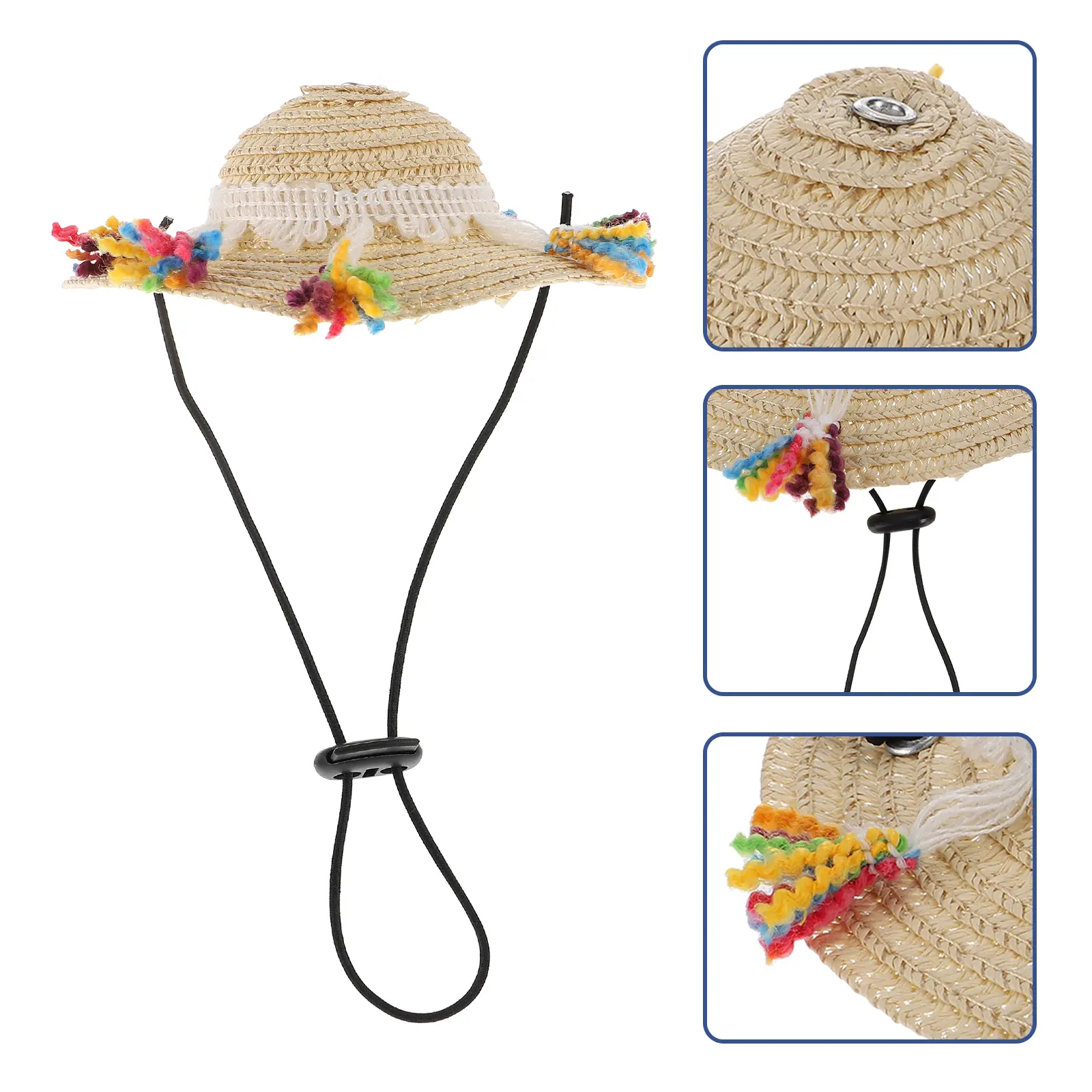 Pet Straw with Tassel for Dog Cat Costume Decoration Birthday Puppy Small Hats Dog Party Hat Pet Straw Woven Hat