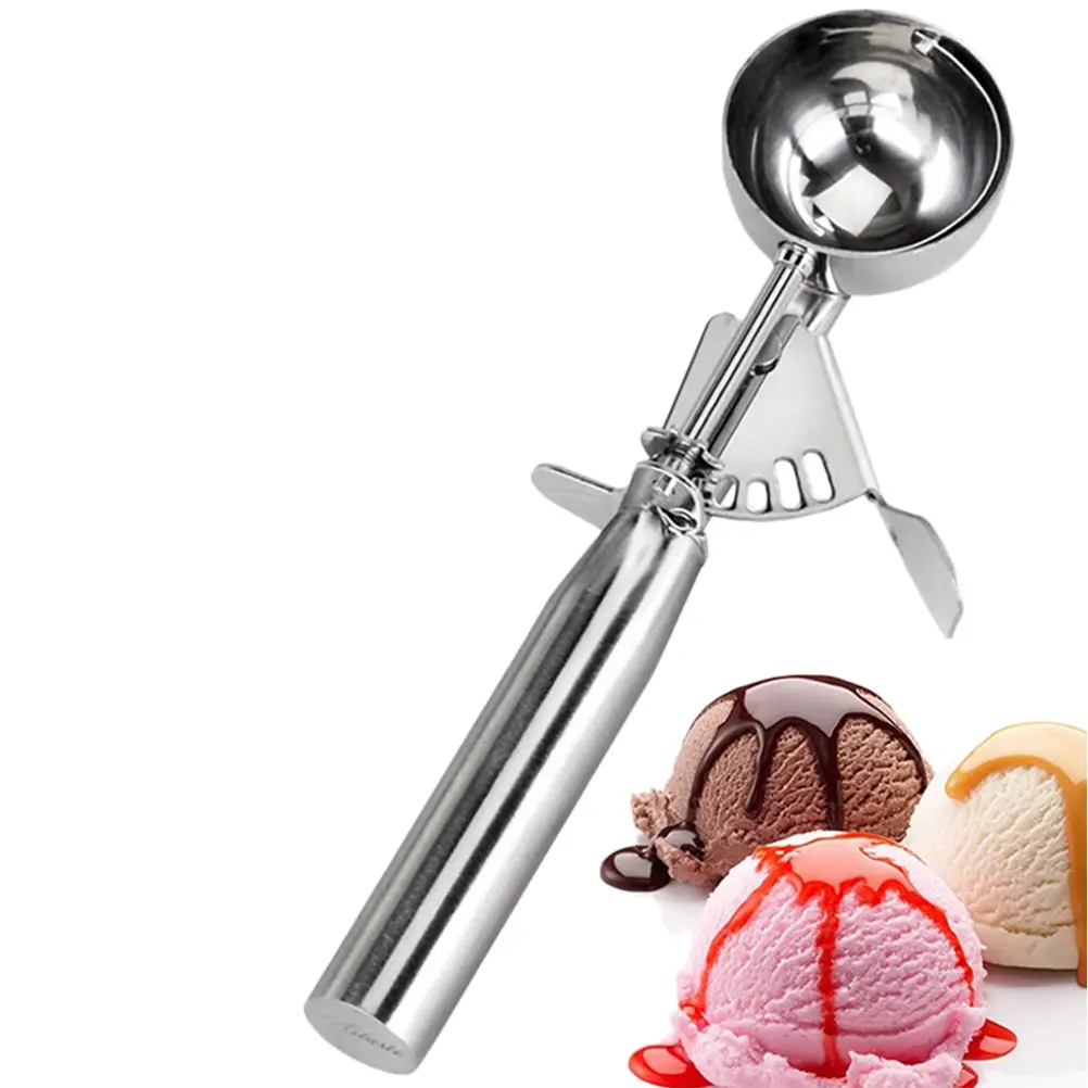 Ice Cream Scoop Stainless Steel Food Scooper Disposable for Freezer Cookie Silver Scoops Fruit