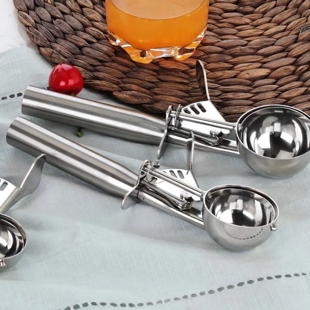 Ice Cream Scoop Stainless Steel Food Scooper Disposable for Freezer Cookie Silver Scoops Fruit