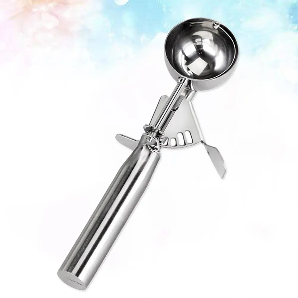 Ice Cream Scoop Stainless Steel Food Scooper Disposable for Freezer Cookie Silver Scoops Fruit