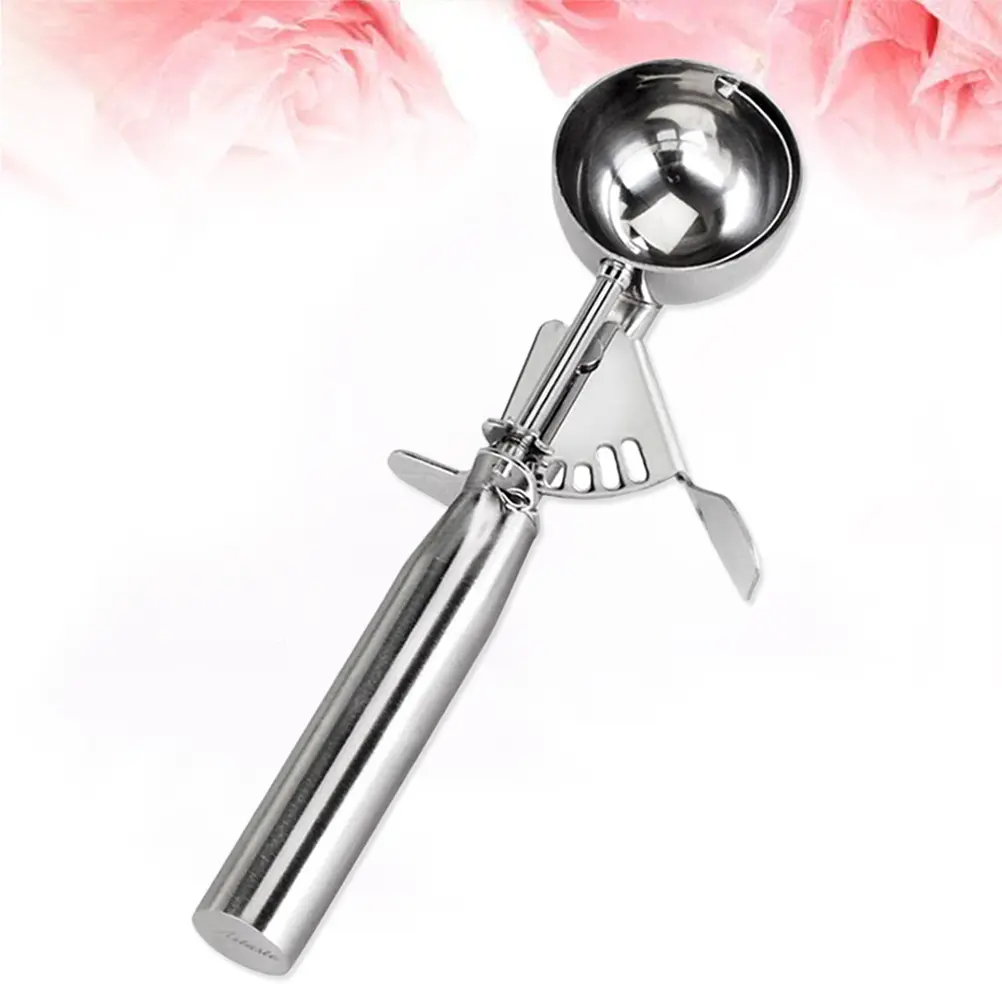 Ice Cream Scoop Stainless Steel Food Scooper Disposable for Freezer Cookie Silver Scoops Fruit