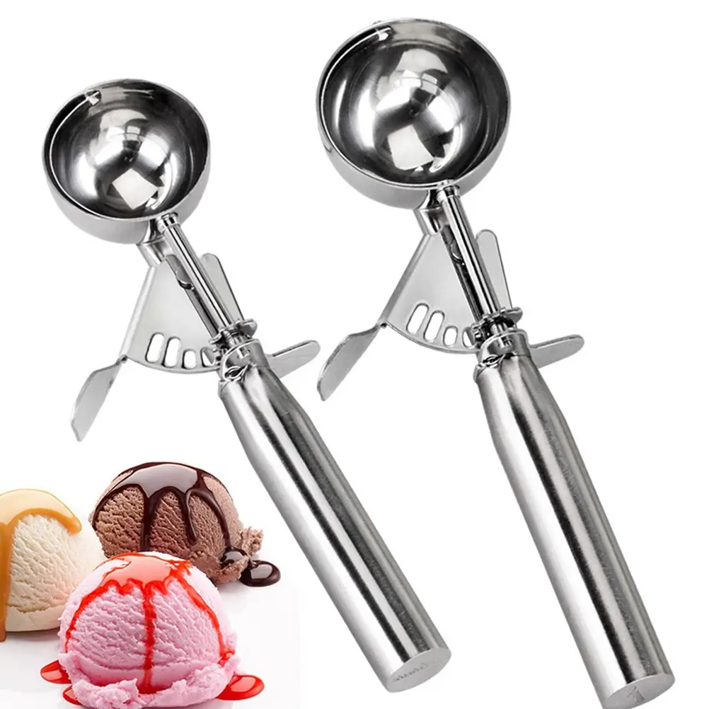 Ice Cream Scoop Stainless Steel Food Scooper Disposable for Freezer Cookie Silver Scoops Fruit