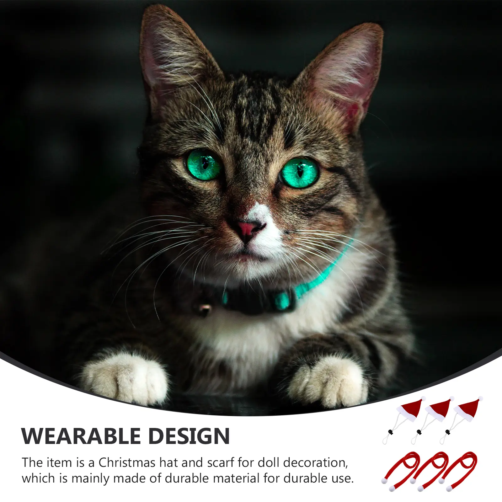 Christmas Hat Scarf Set Xmas Pet Costume Adjustable Size Electronic Fleece Dog Cat Hat Photo Props Holiday Toy Mini Decor