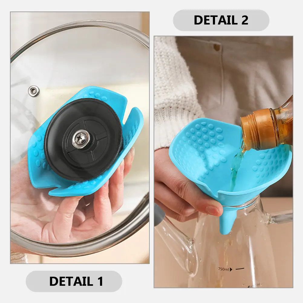 Silicone Funnel Anti Scald Pot Lid Holder Heat Resistant Nonslip Insulation Kitchen Supplies Multi Functional Silicone Material
