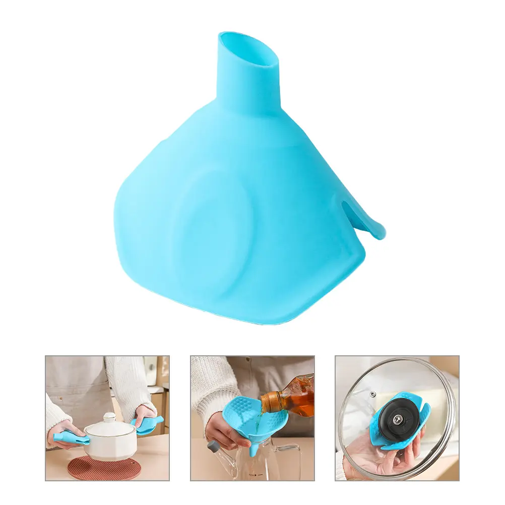 Silicone Funnel Anti Scald Pot Lid Holder Heat Resistant Nonslip Insulation Kitchen Supplies Multi Functional Silicone Material