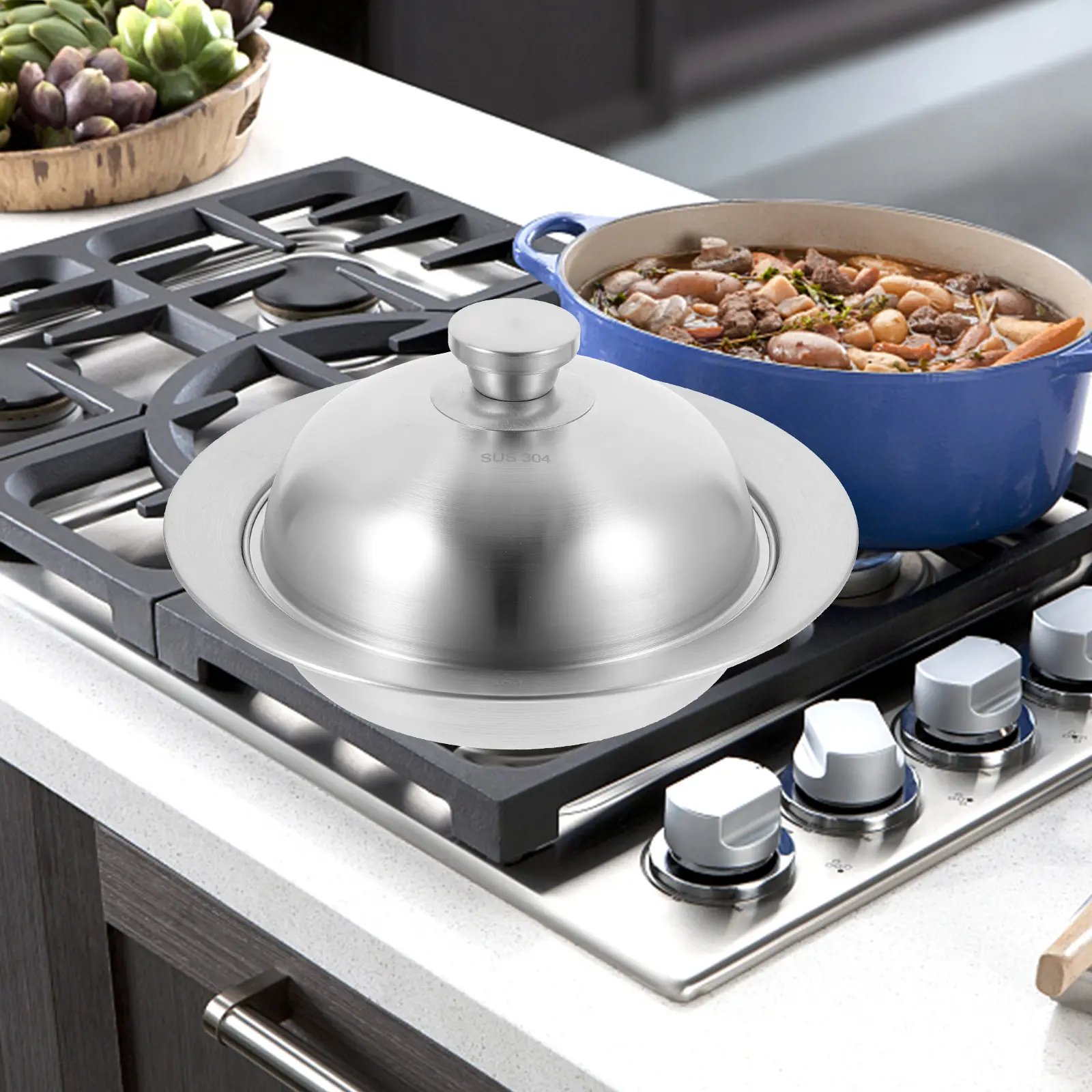 Stainless Steel Steamer Basket 304 Grade Lid Kitchen Supplies Multifunctional Fish Cooking Food Steamer Practical