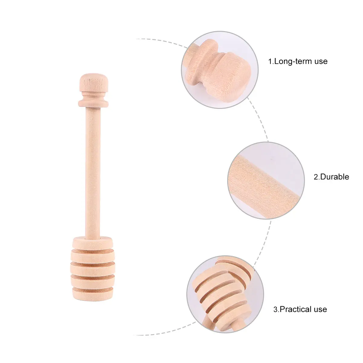 8pcs Wooden Honey Dippers Stirring Sticks Premium Wood Large Syrup Kitchen Coffee Spoon Blender Gifts