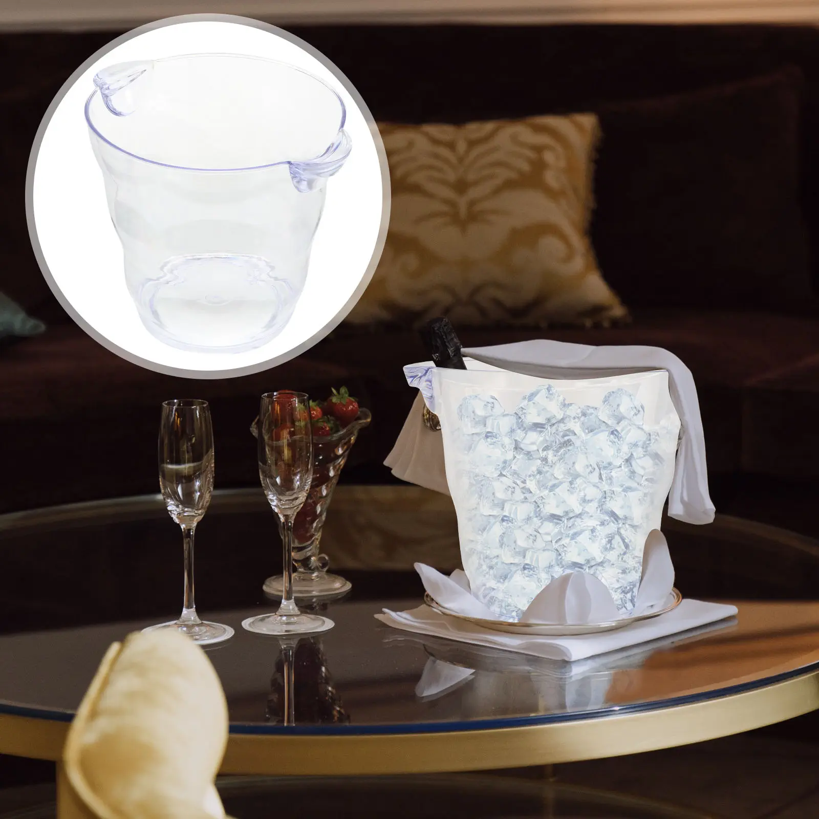 Transparent 4L Bucket Ice Ice Cooler Bucket Cooler Bar Party Beverage Bottle Suitable Hotel Ktv Stable H