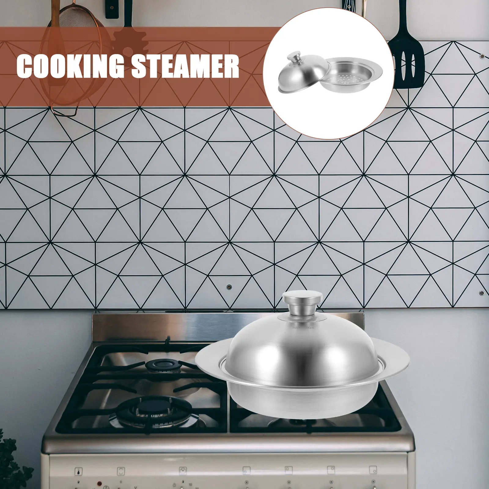 Stainless Steel Steamer Basket 304 Grade Lid Kitchen Supplies Multifunctional Fish Cooking Food Steamer Practical