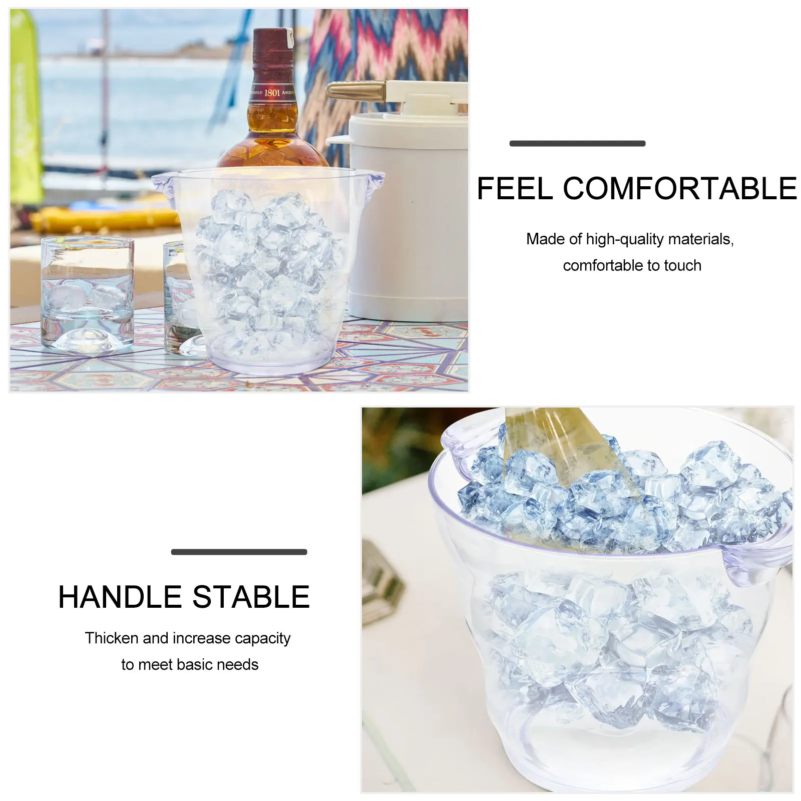 Transparent 4L Bucket Ice Ice Cooler Bucket Cooler Bar Party Beverage Bottle Suitable Hotel Ktv Stable H
