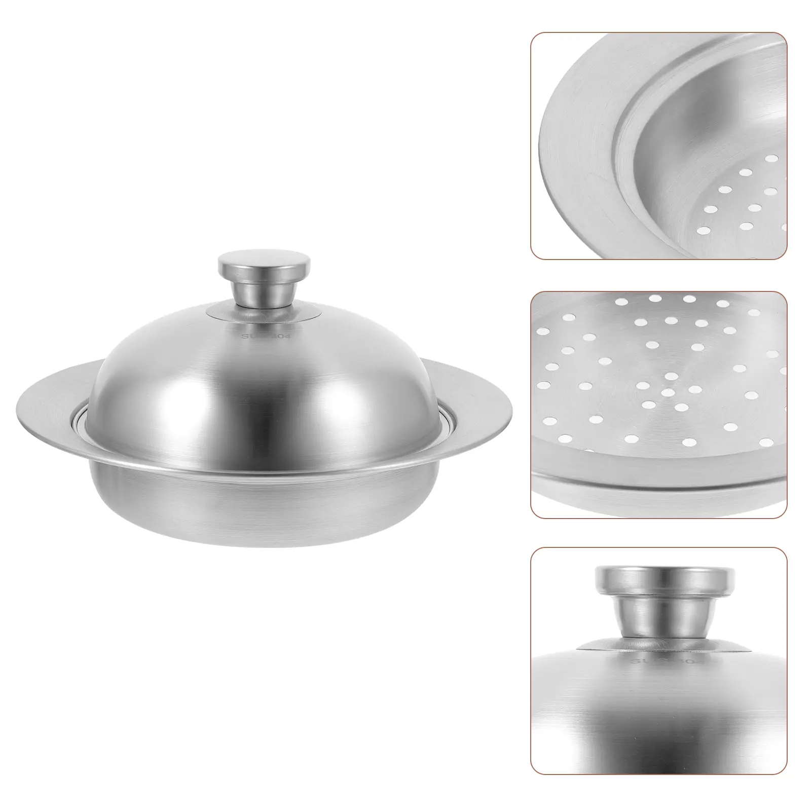 Stainless Steel Steamer Basket 304 Grade Lid Kitchen Supplies Multifunctional Fish Cooking Food Steamer Practical