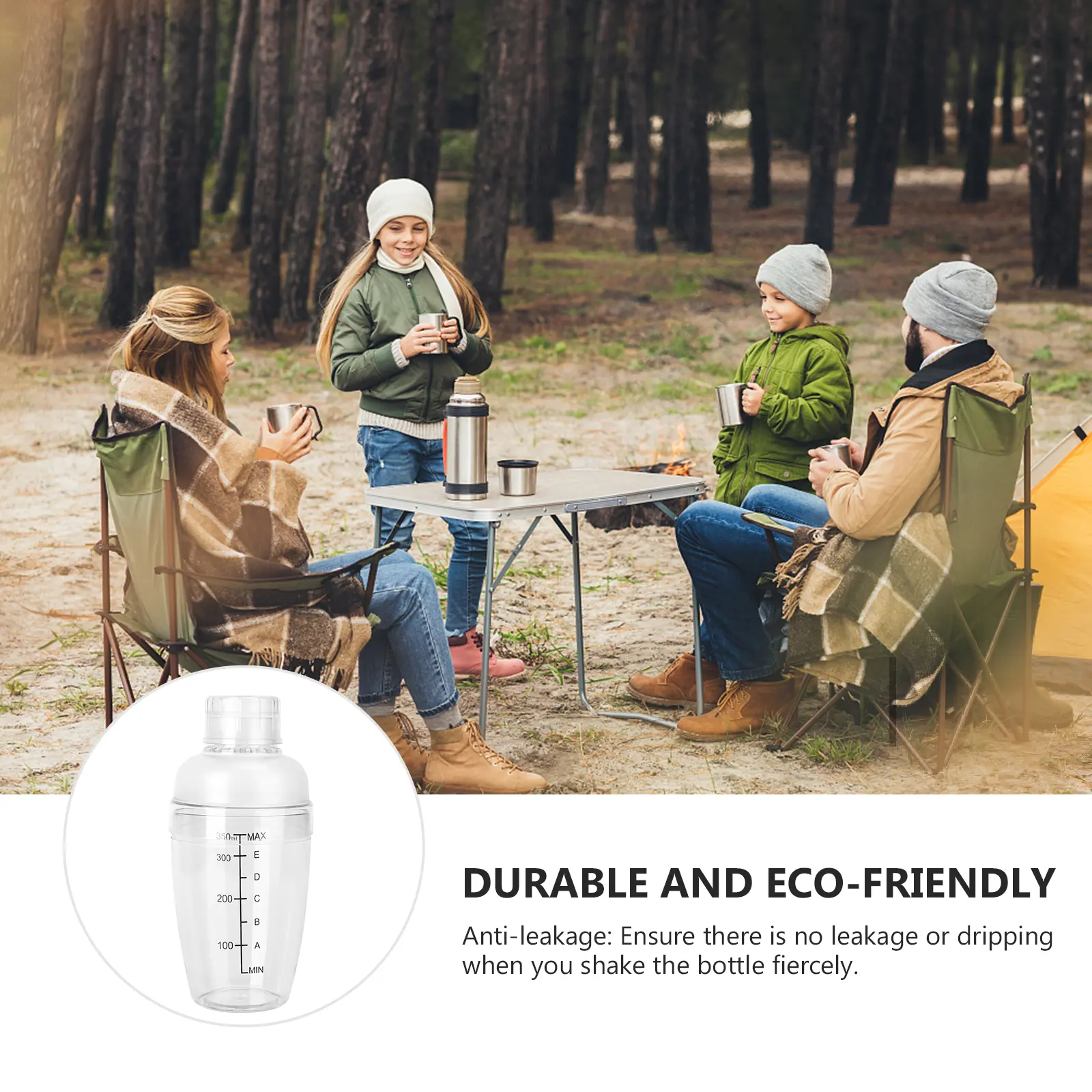 Shaker Bottle Anti-freeze Check Cup Antifreeze Cocktail Shaking Tool Insulated Clear