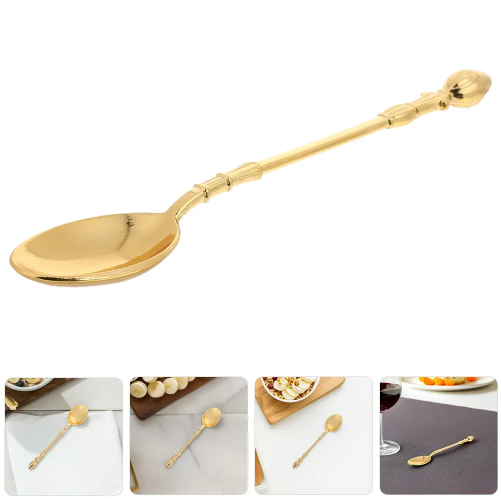 2 Pcs Dessert Spoon Coffee and Tea Utensils Cute Spoons Stir Teaspoon Demitasse Scoop Alloy