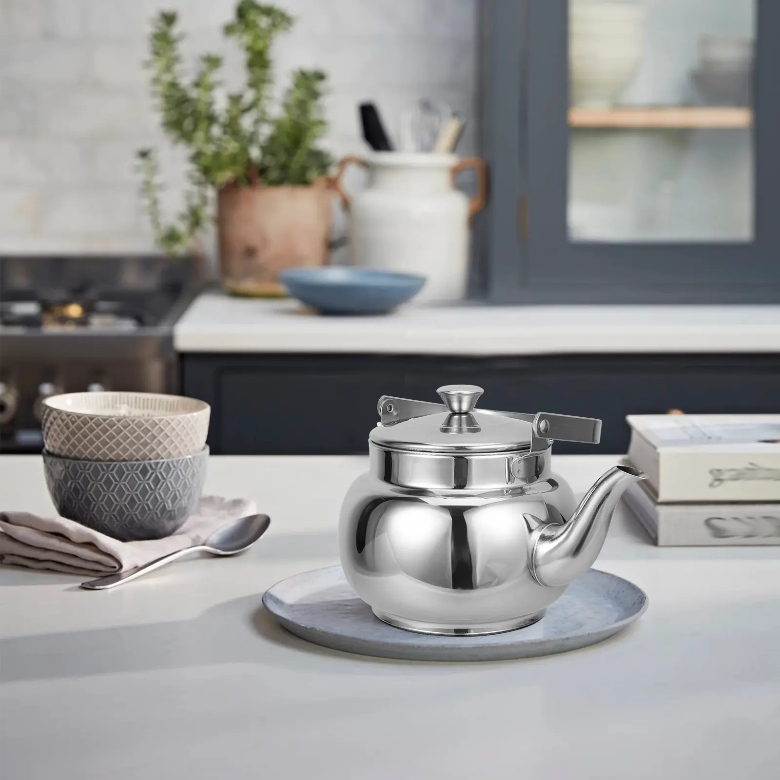 Stainless Steel Teapot Modern Removable Kettle Strainer Kitchen Water Brewing Household Metal Flask Heat Resistant Handle Brewer