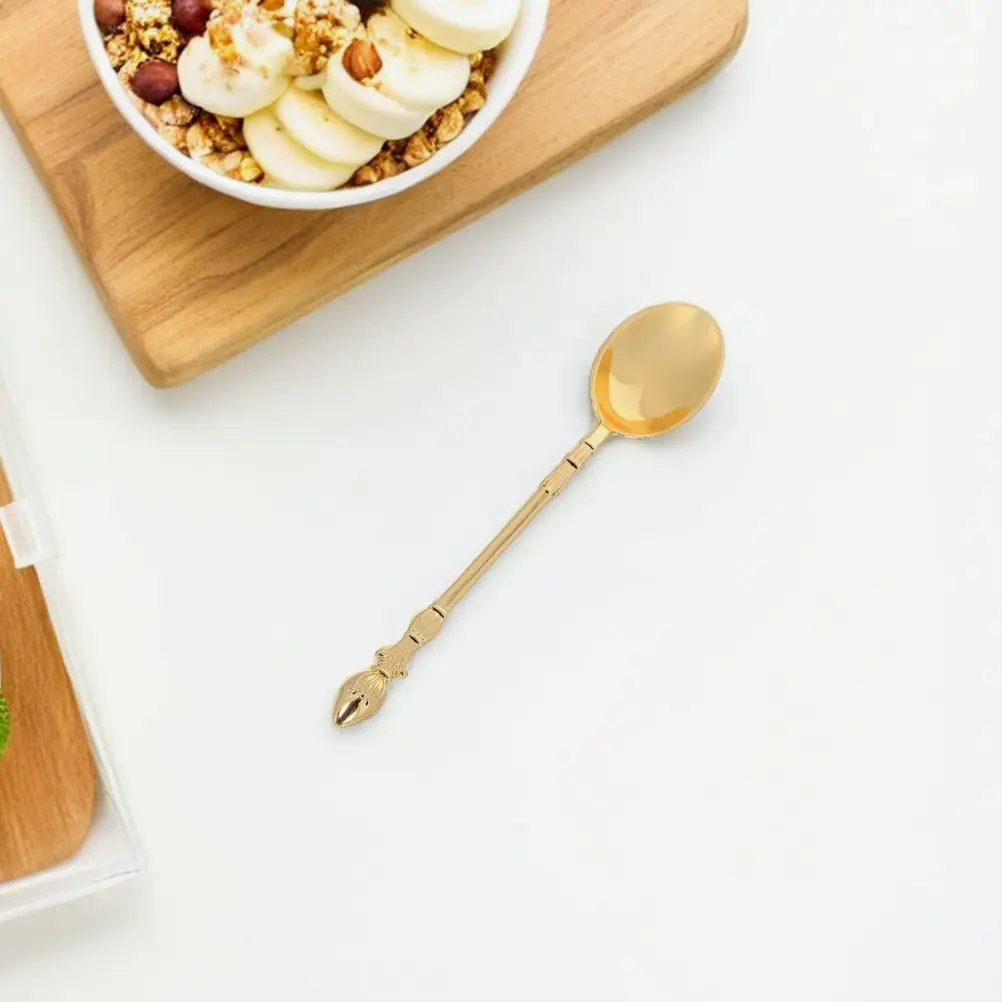 2 Pcs Dessert Spoon Coffee and Tea Utensils Cute Spoons Stir Teaspoon Demitasse Scoop Alloy