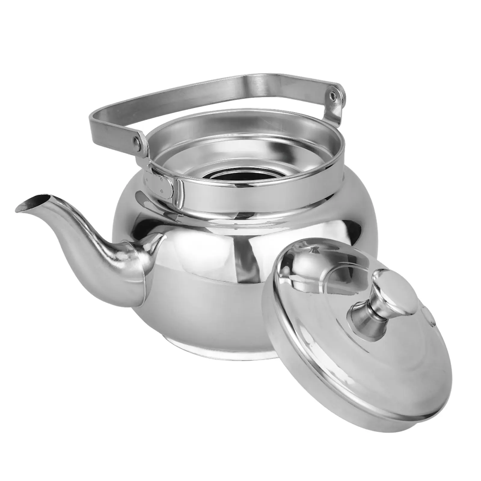 Stainless Steel Teapot Modern Removable Kettle Strainer Kitchen Water Brewing Household Metal Flask Heat Resistant Handle Brewer