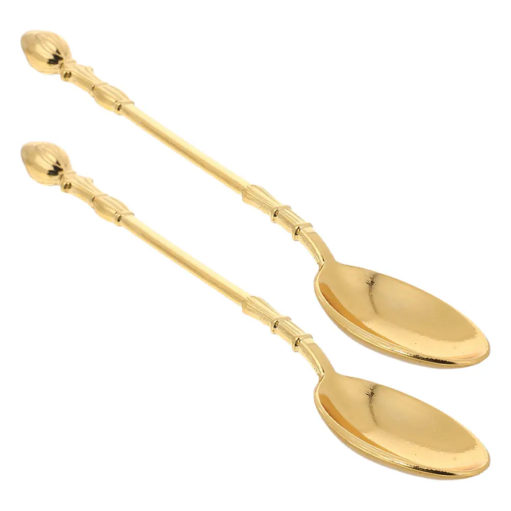2 Pcs Dessert Spoon Coffee and Tea Utensils Cute Spoons Stir Teaspoon Demitasse Scoop Alloy