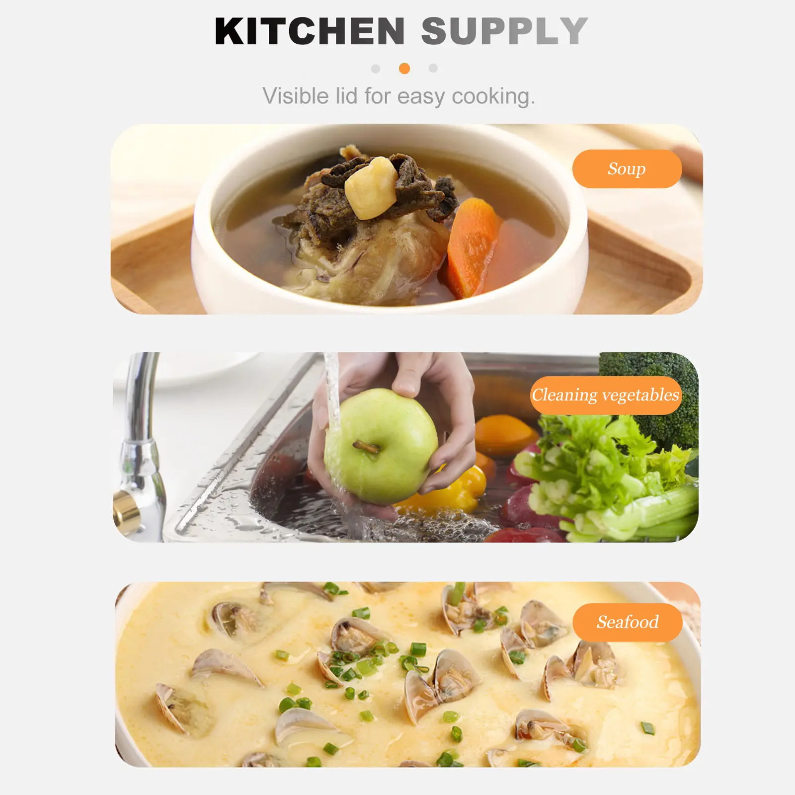 Fresh Basin Lid Containers Stainless Steel Vegatable Mixing Washing Bowl Easy Clean Fruit Vegetable Meat Seafood Salad
