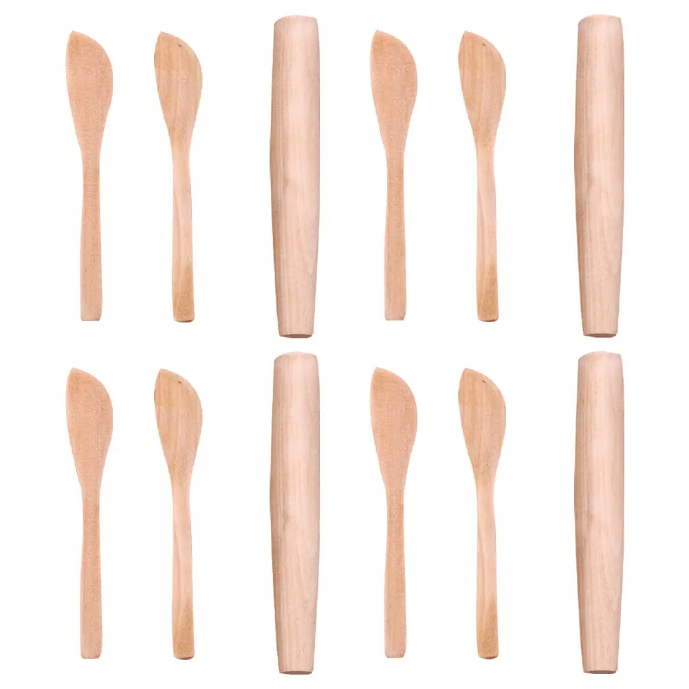 Rolling Pin Dumpling Knife Wooden Noodle Sticks Solid Pressed Cutters for Baking Dough Pizza Pancakes Dessert Tools