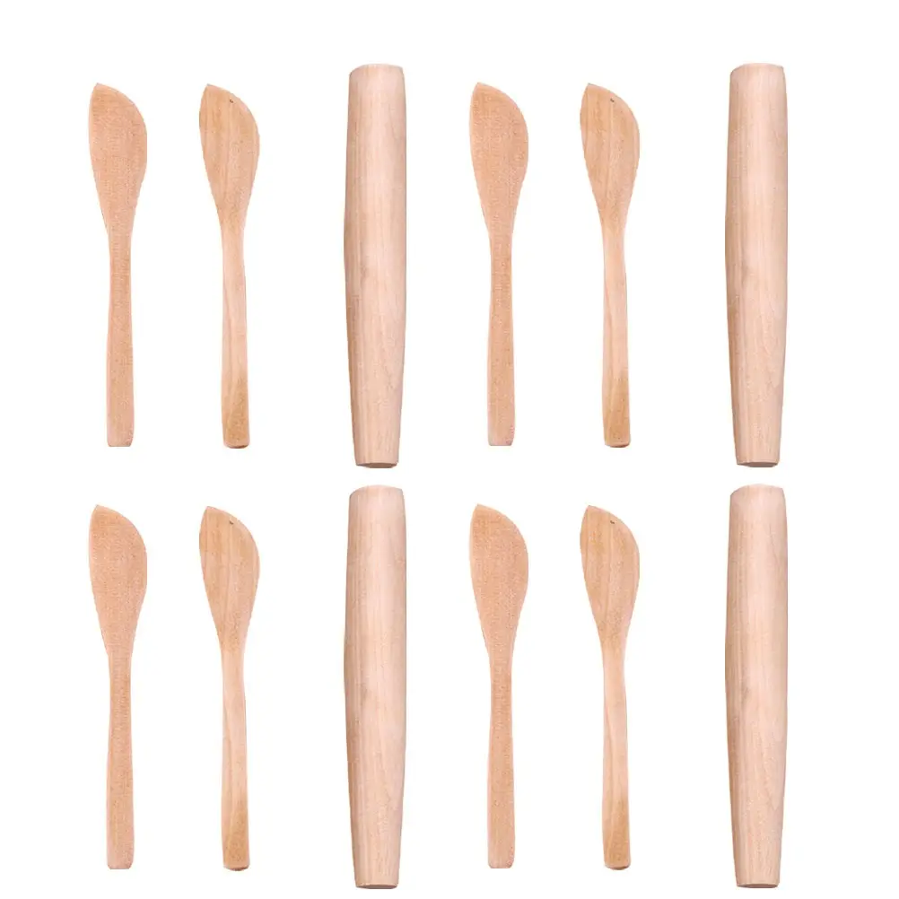 Rolling Pin Dumpling Knife Wooden Noodle Sticks Solid Pressed Cutters for Baking Dough Pizza Pancakes Dessert Tools
