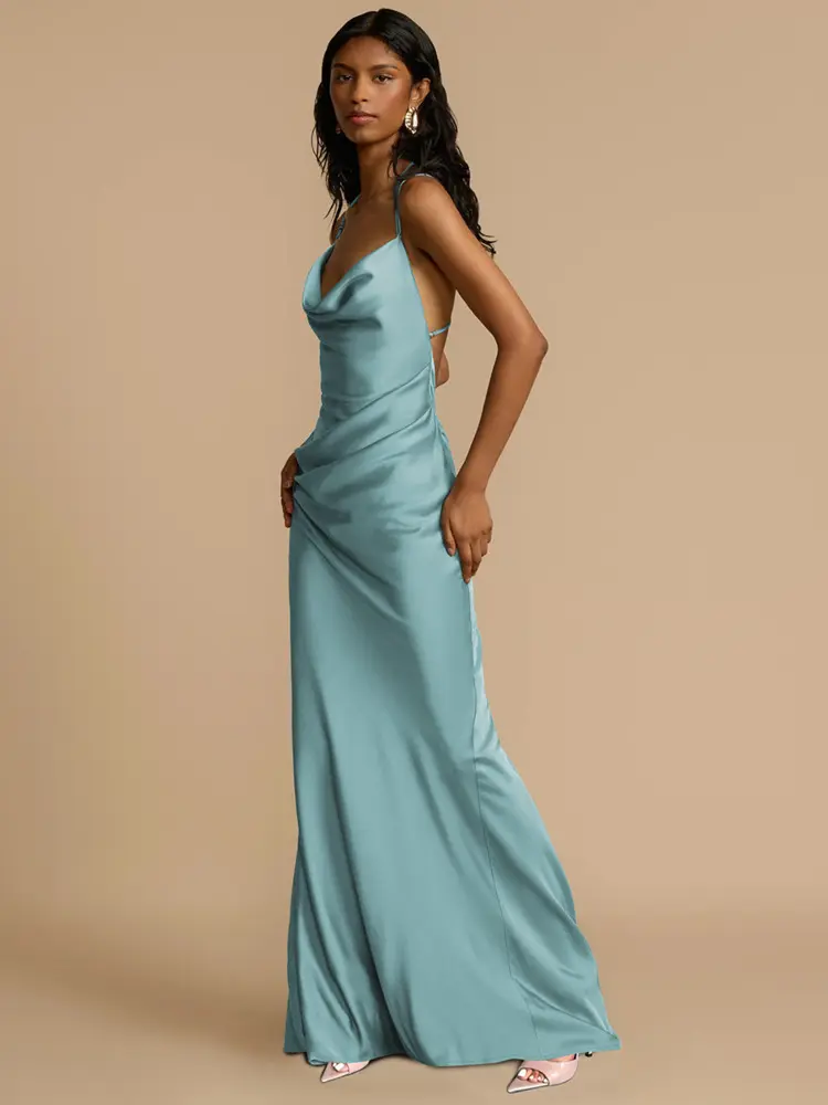 Mozision Spaghetti Strap Backless Sexy Maxi Dress Women Gown Fashion Solid Sleeveless Bodycon Evening Club Long Dress Elegant
