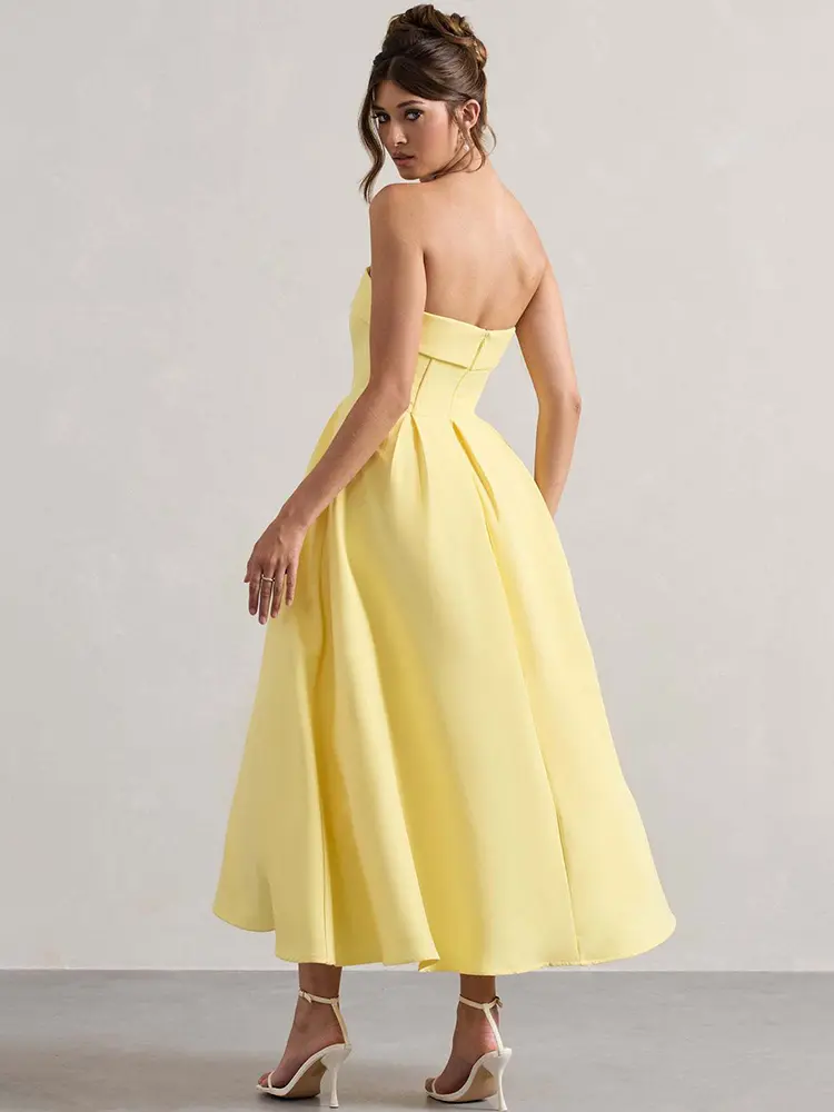 Mozision Off-shoulder Strapless Sexy Midi Dress Women Fashion Elegant Sleeveless Backless High Waist A-line Club Party Dress New