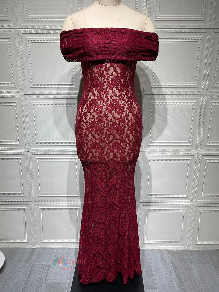 Mozision Hollow Out See Through Sexy Maxi Dress Women Elegant Off-shoulder Strapless Backless Sleeveless Club Party Dress