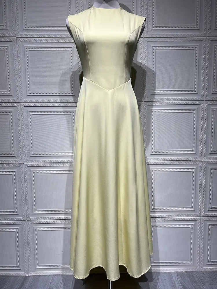 Mozision Sleeveless High Waist Sexy Midi Dress For Women Fashion Elegant Solid Pleated Club Party Long Dresses Female New