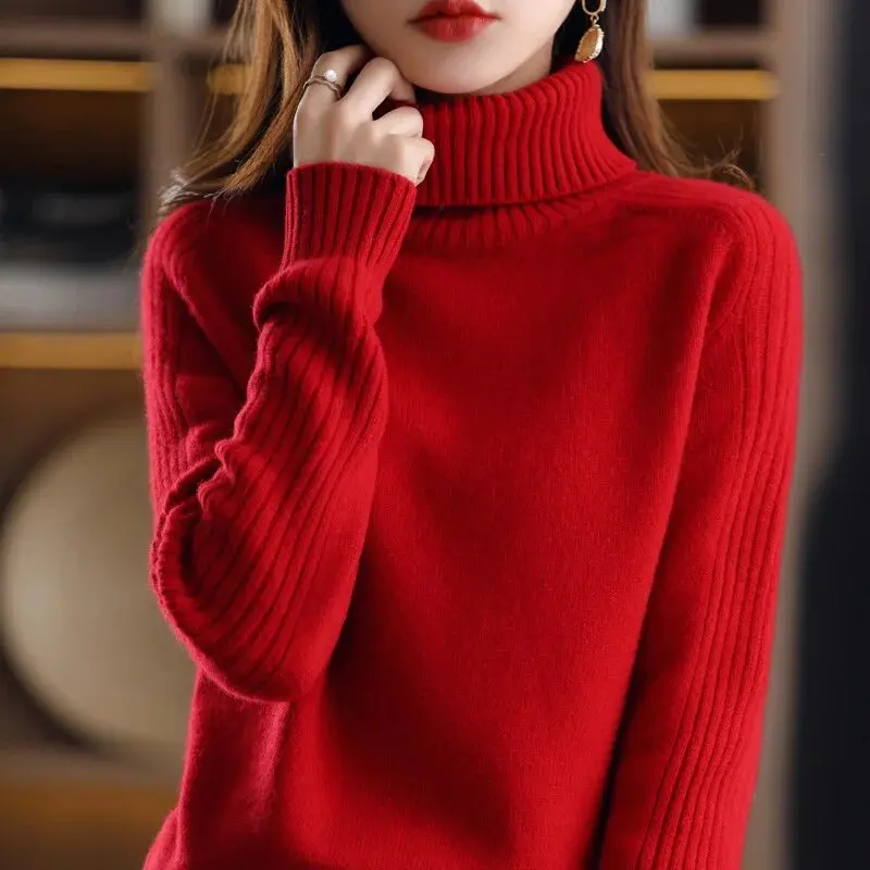 High-collar Flocked Thick Autumn Winter Women Underwear Stylish Top Knitted Base Shirt Winter Thick